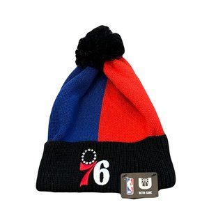 NWT Philadelphia 76ers Unk Logo Knit Cuffed Pom Beanie Hat